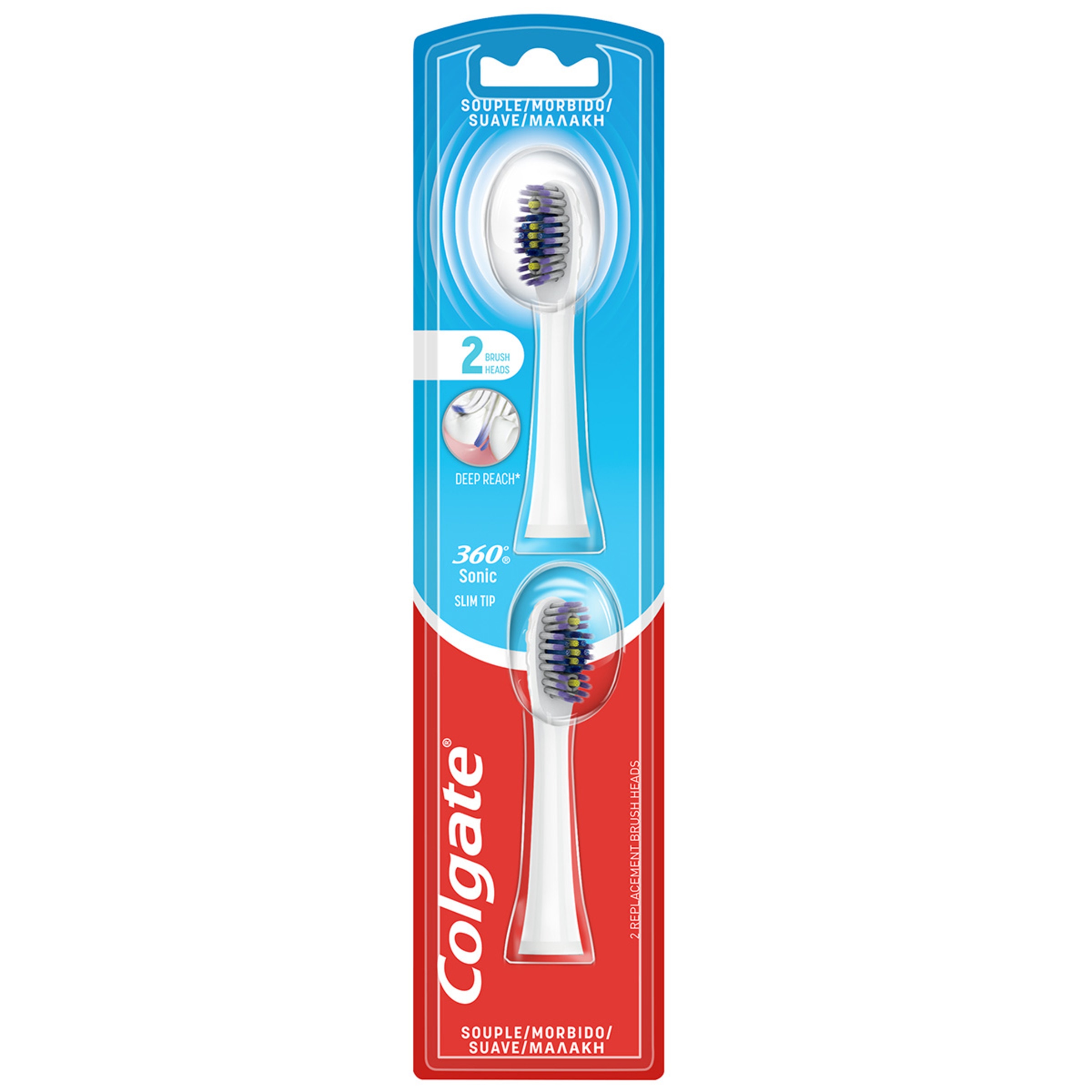 Escova de Dentes 360º a Pilhas Recarga Suave Pack 2 embalagem 2 unidades