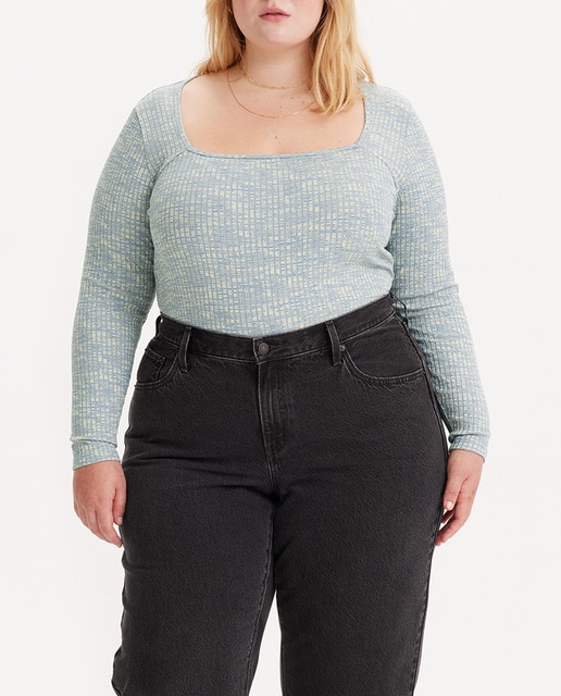 Imagen 0 de Top de mujer de manga larga y escote cuadrado