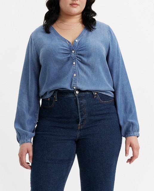 Imagen 0 de Blusa vaquera de mujer de manga larga