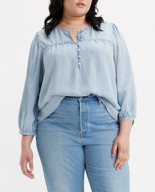 Imagen 0 de Blusa vaquera de mujer de manga larga