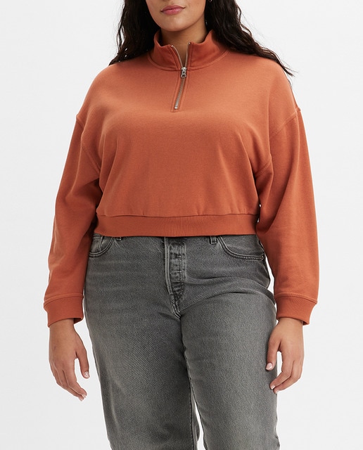 Imagen 0 de Sudadera de mujer crop de cuello alto con cremallera