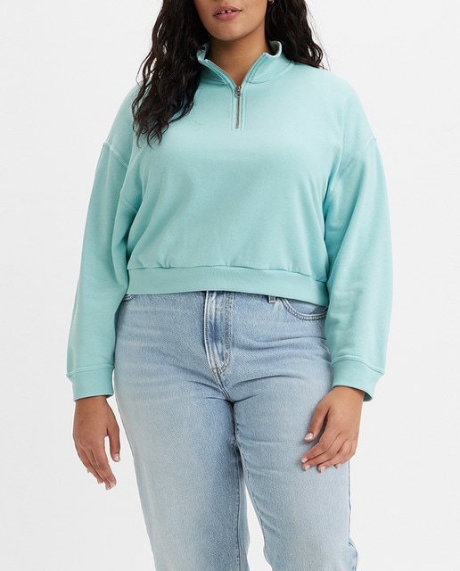 Imagen 0 de Sudadera de mujer crop de cuello alto con cremallera