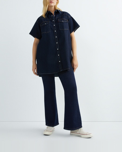 Imagen 0 de Vestido vaquero tipo camisa de manga corta