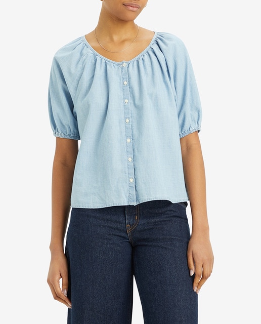 Imagen 0 de Blusa vaquera de mujer de manga corta