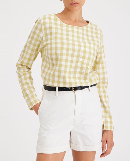 Imagen 0 de Camisa de mujer de manga larga y cuello redondo