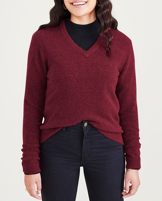 Imagen 0 de Jersey de mujer cuello pico con lana y alpaca