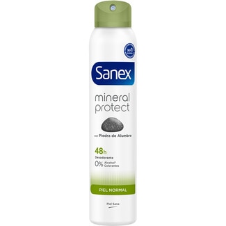 desodorante con piedra de alumbre para piel normal 0% alcohol ni colorantes 48h unisex spray 200 ml - Sanex Natur Protect
