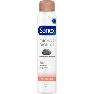 desodorante con piedra de alumbre para piel sensible 0% alcohol 48h unisex spray 200 ml - Sanex Natur Protect