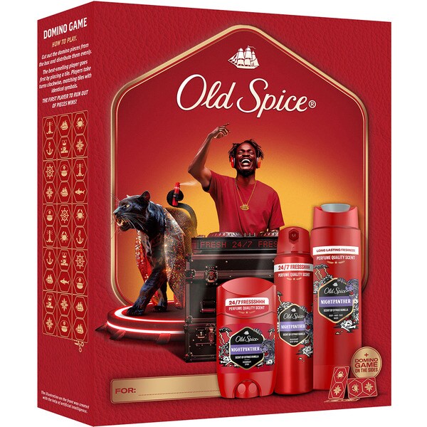 Gift pack with Night Panther deodorant stick + Night Panther deodorant spray + Night Panther 3-in-1 body hair face wash