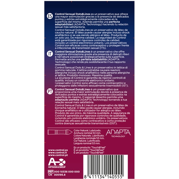 Präservative Sensual Dots & Lines mit Noppen und Rillen Box 12 Einheiten