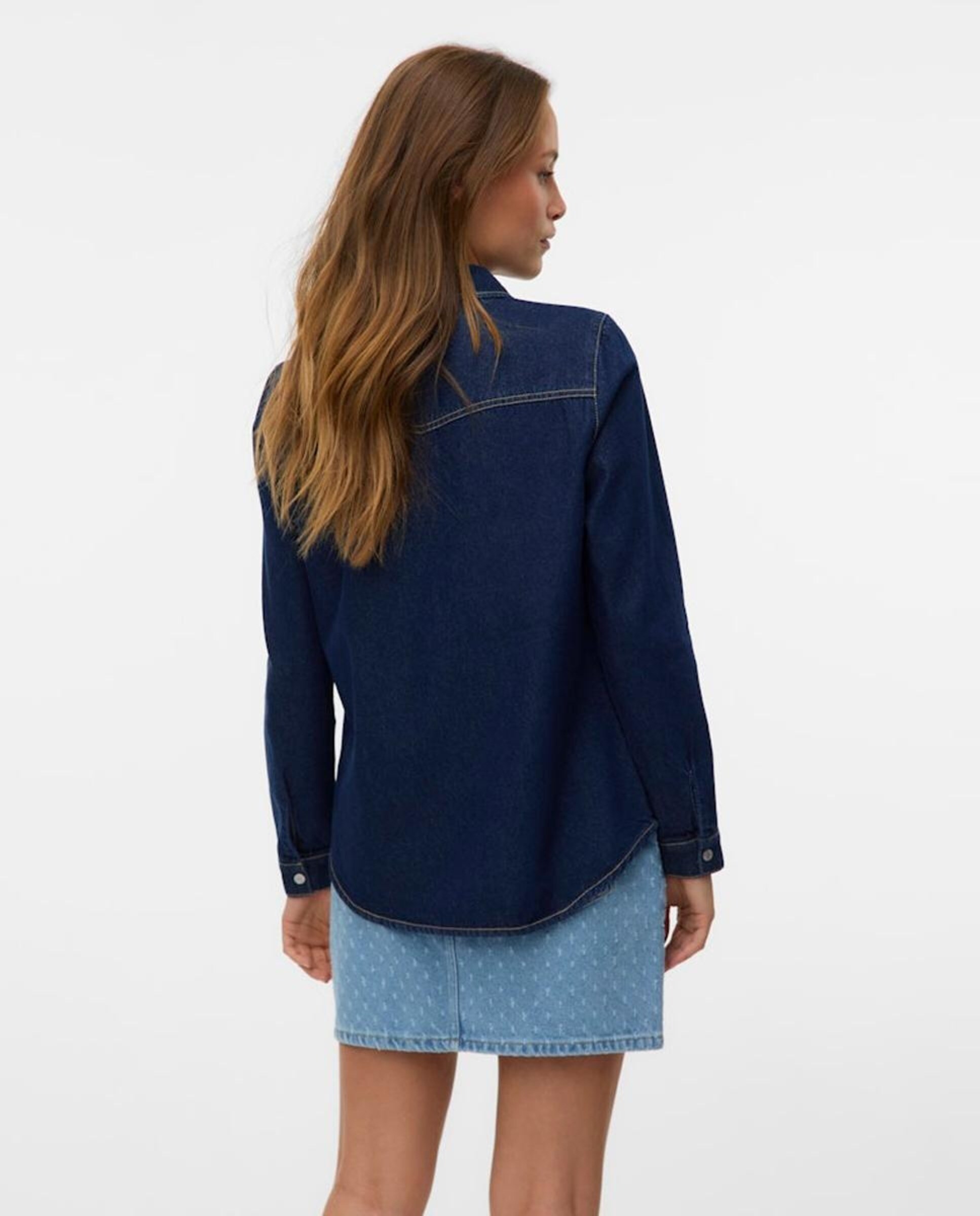 Camisa de Ganga com Bolsos no Peito Azul-marinho-3