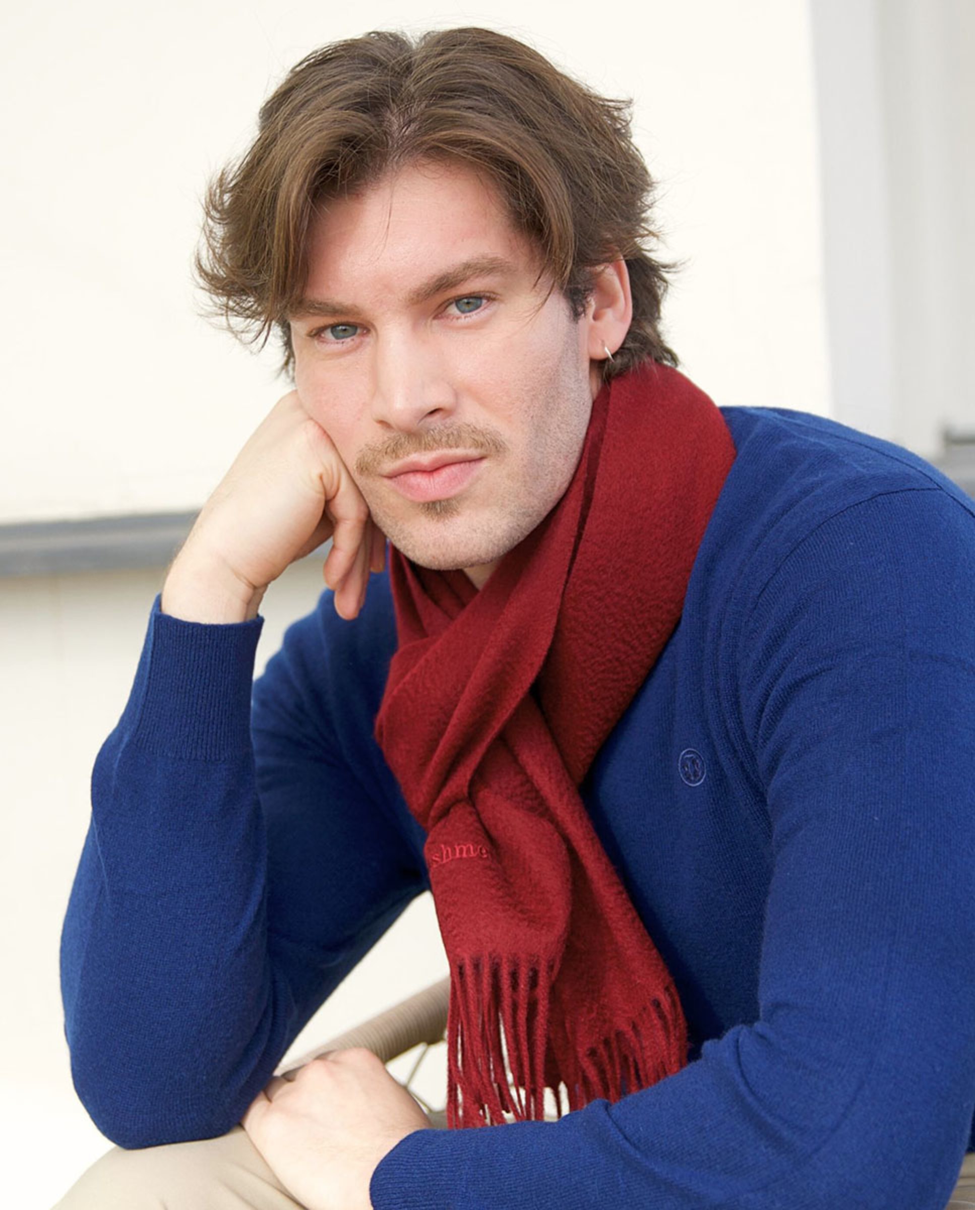 Cachecol 100% Caxemira com Franjas Bordeaux-4