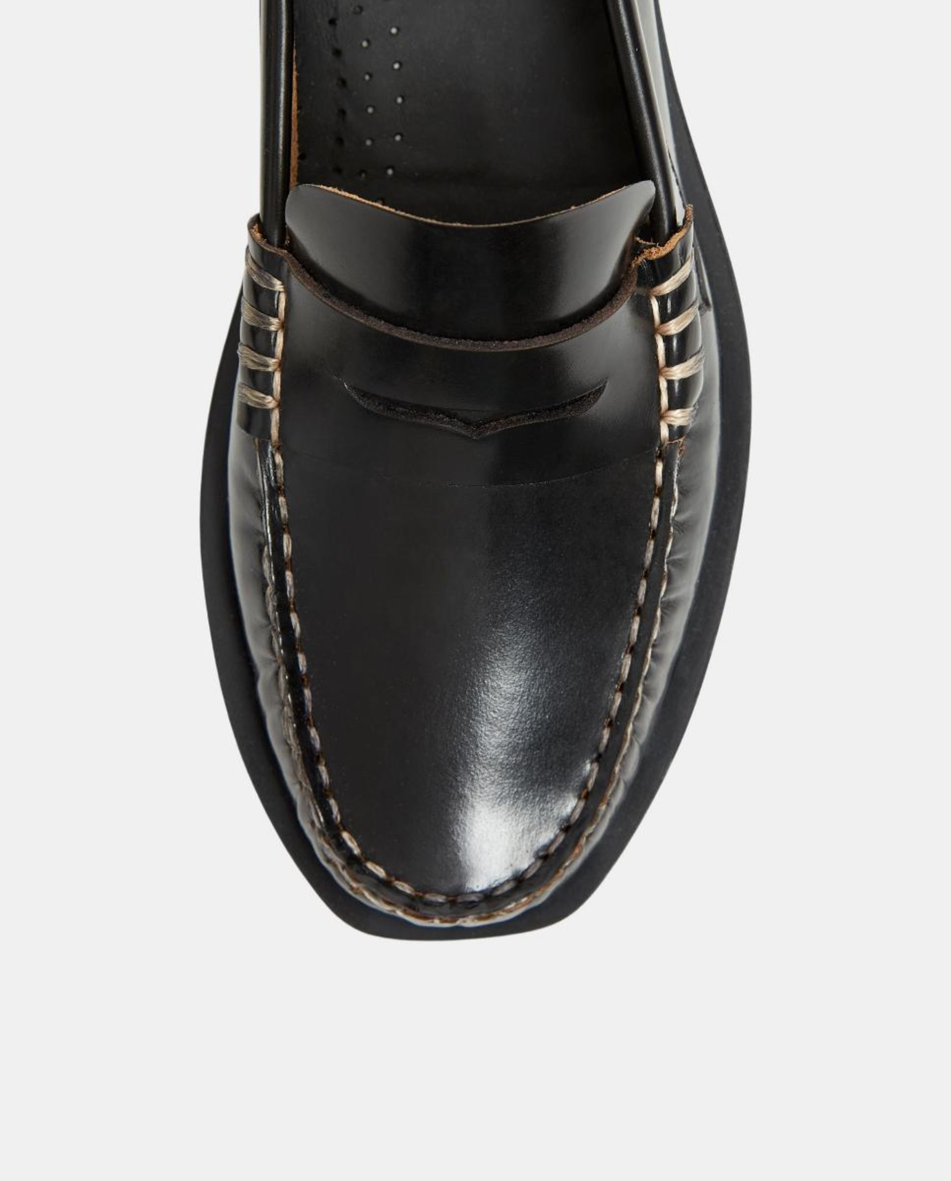 Mocassins em Pele com Biqueira Quadrada Preto-6