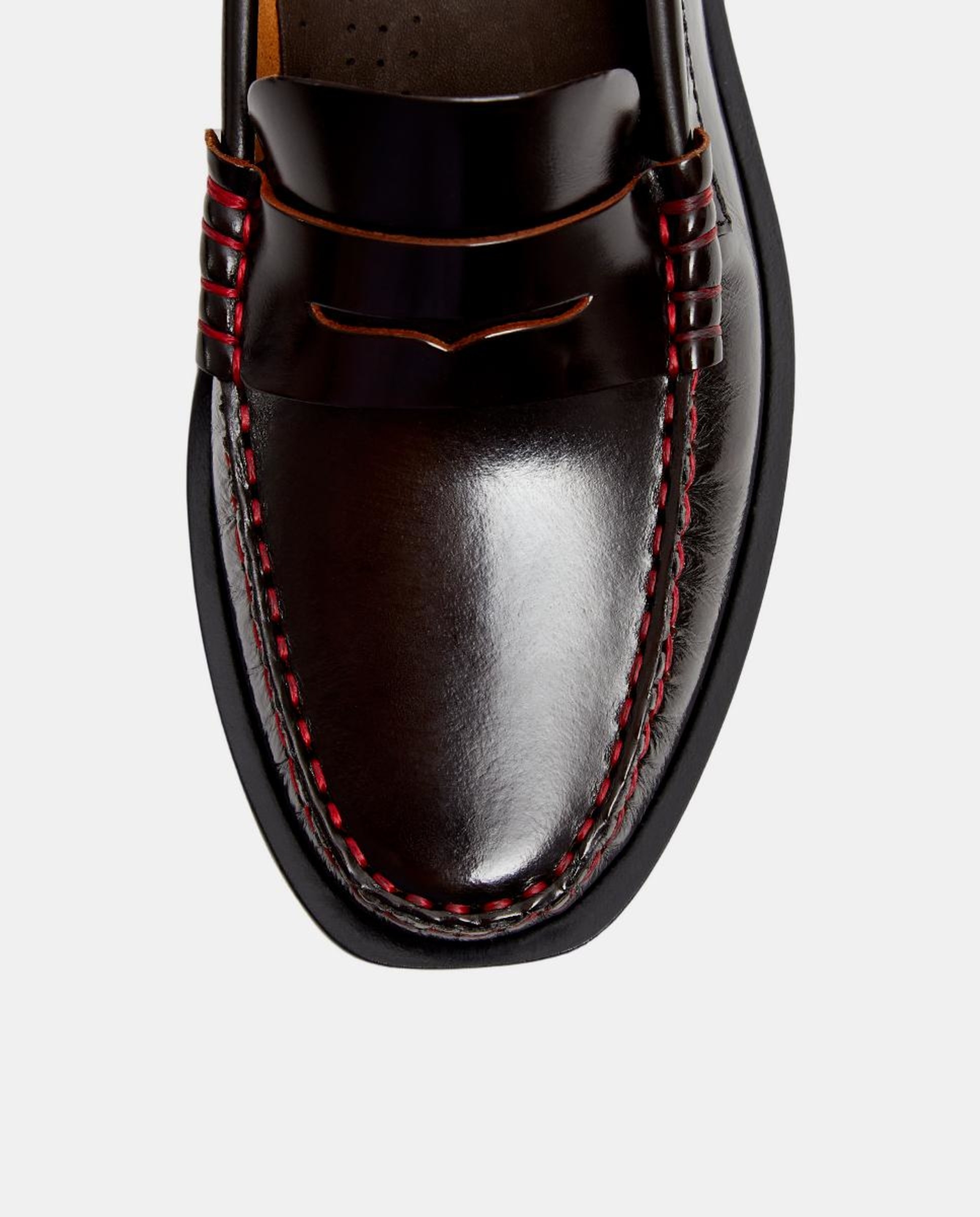 Mocassins em Pele com Biqueira Quadrada Bordeaux-6