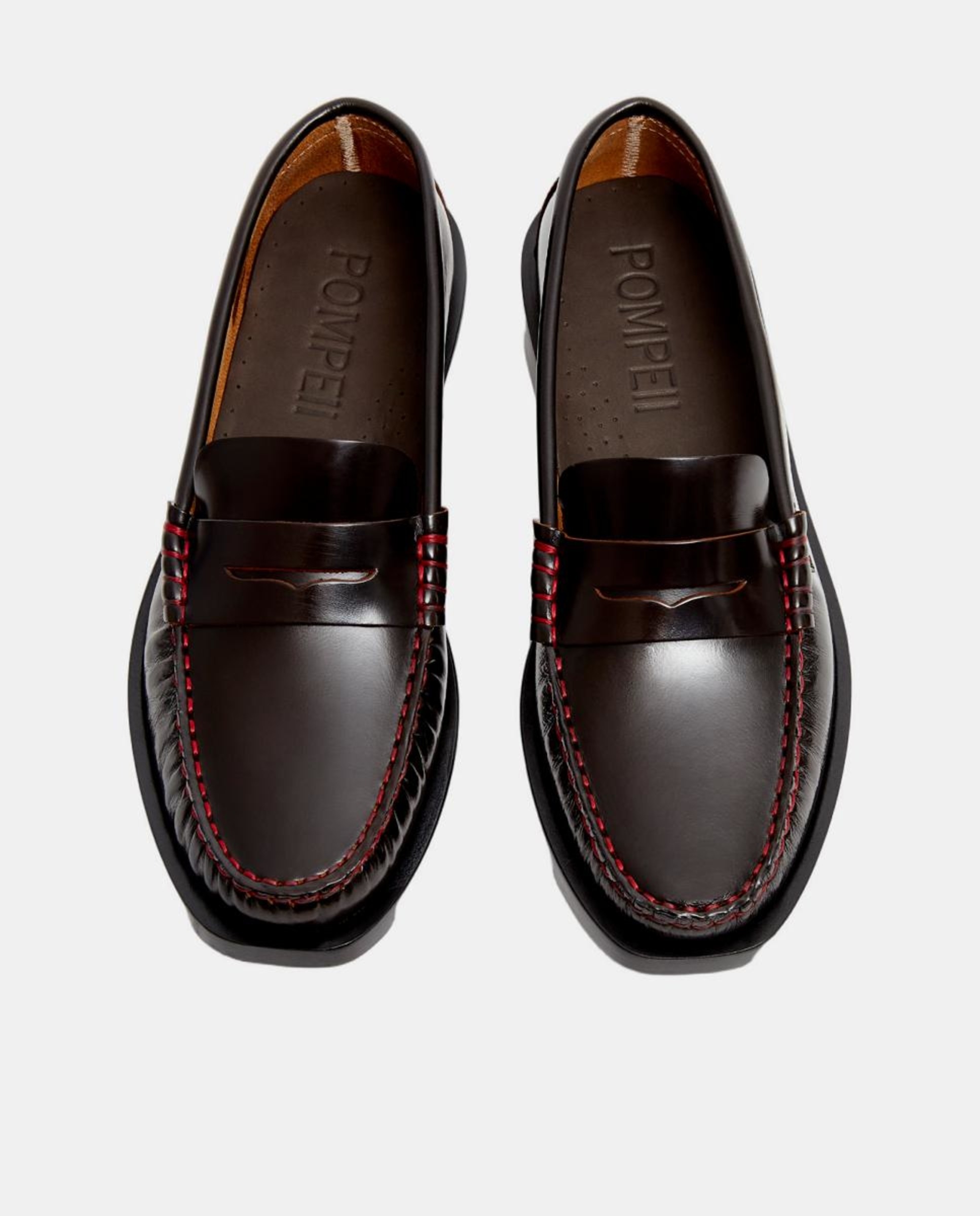 Mocassins em Pele com Biqueira Quadrada Bordeaux-2