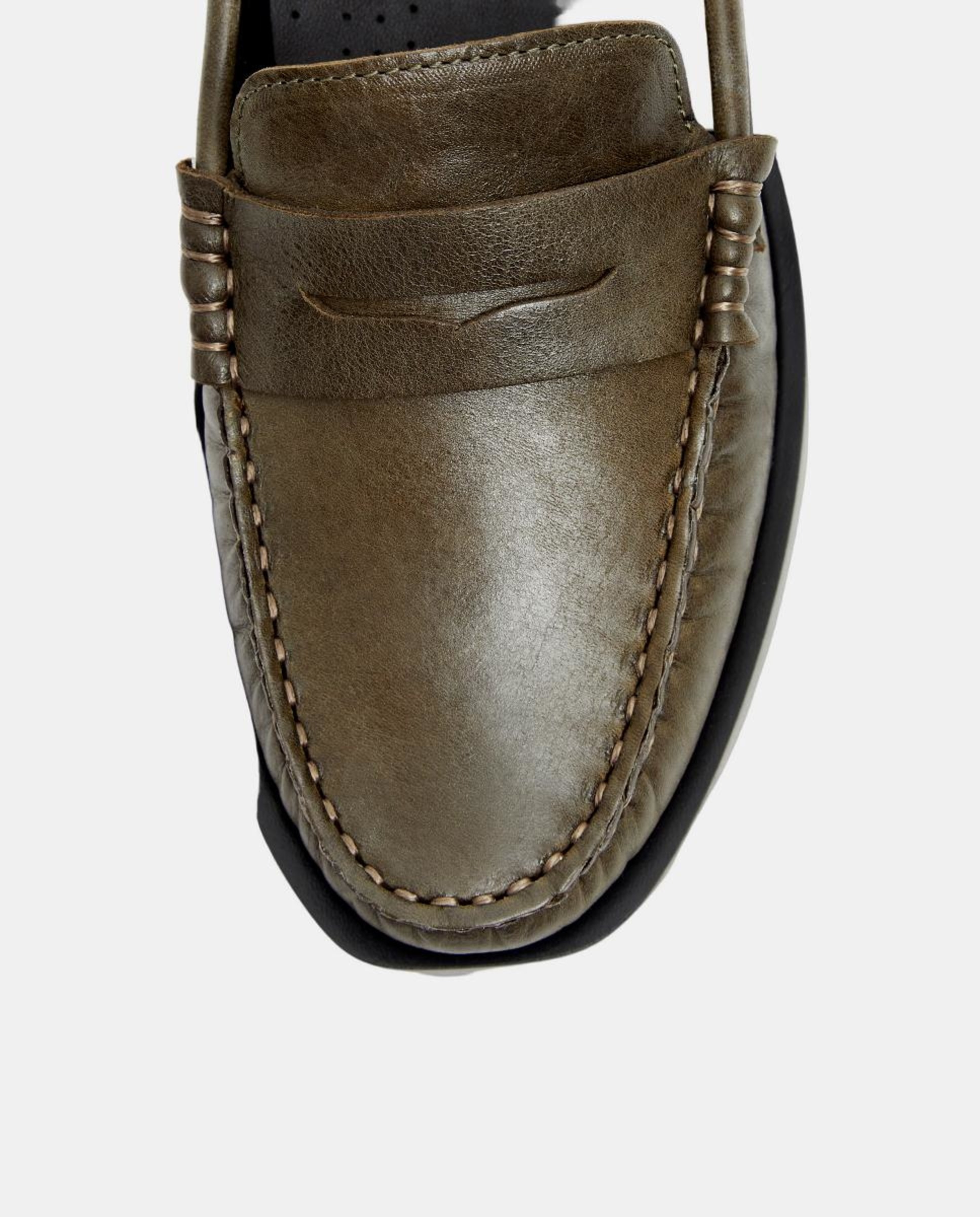 Mocassins em Pele com Biqueira Quadrada Caqui-6