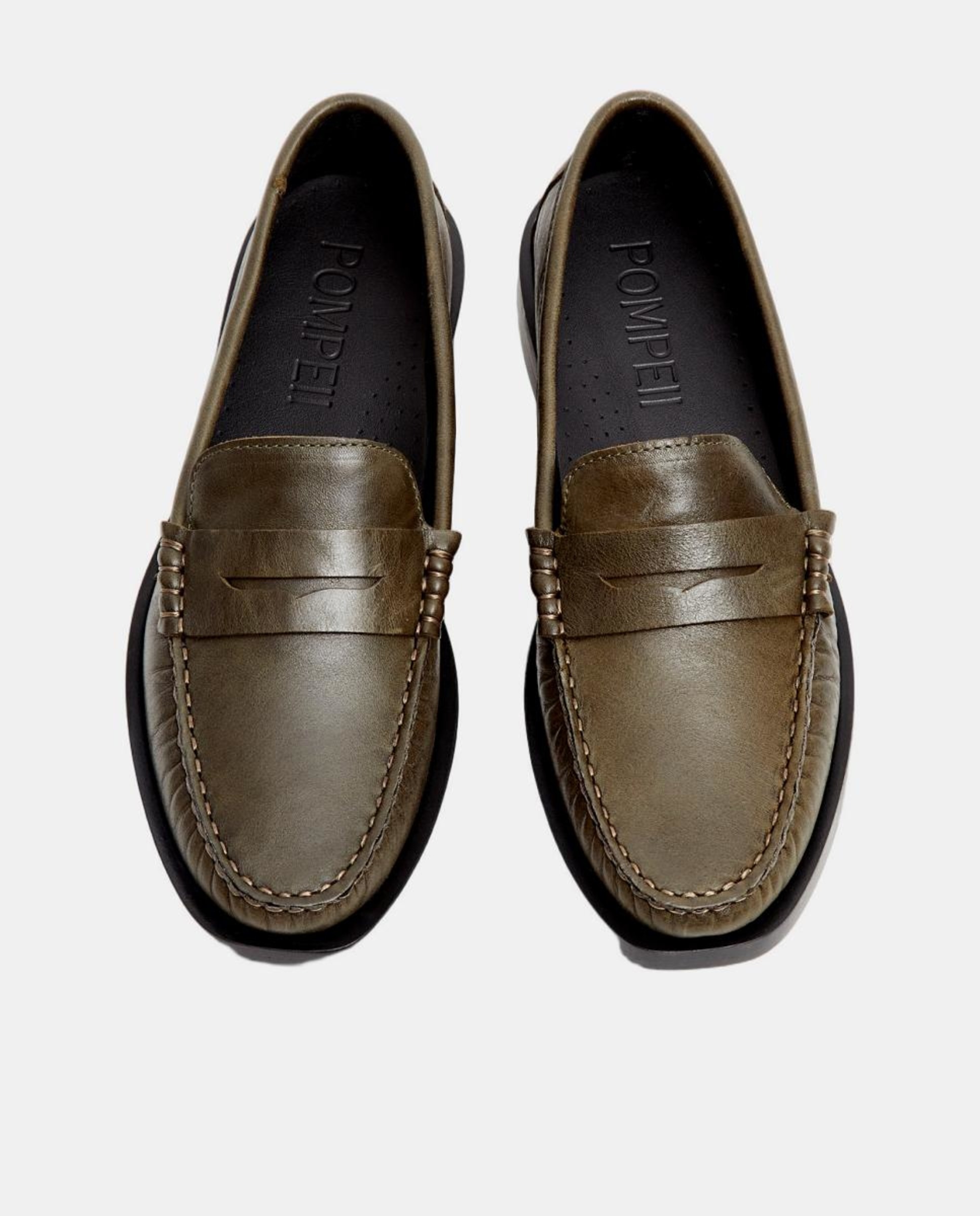 Mocassins em Pele com Biqueira Quadrada Caqui-2