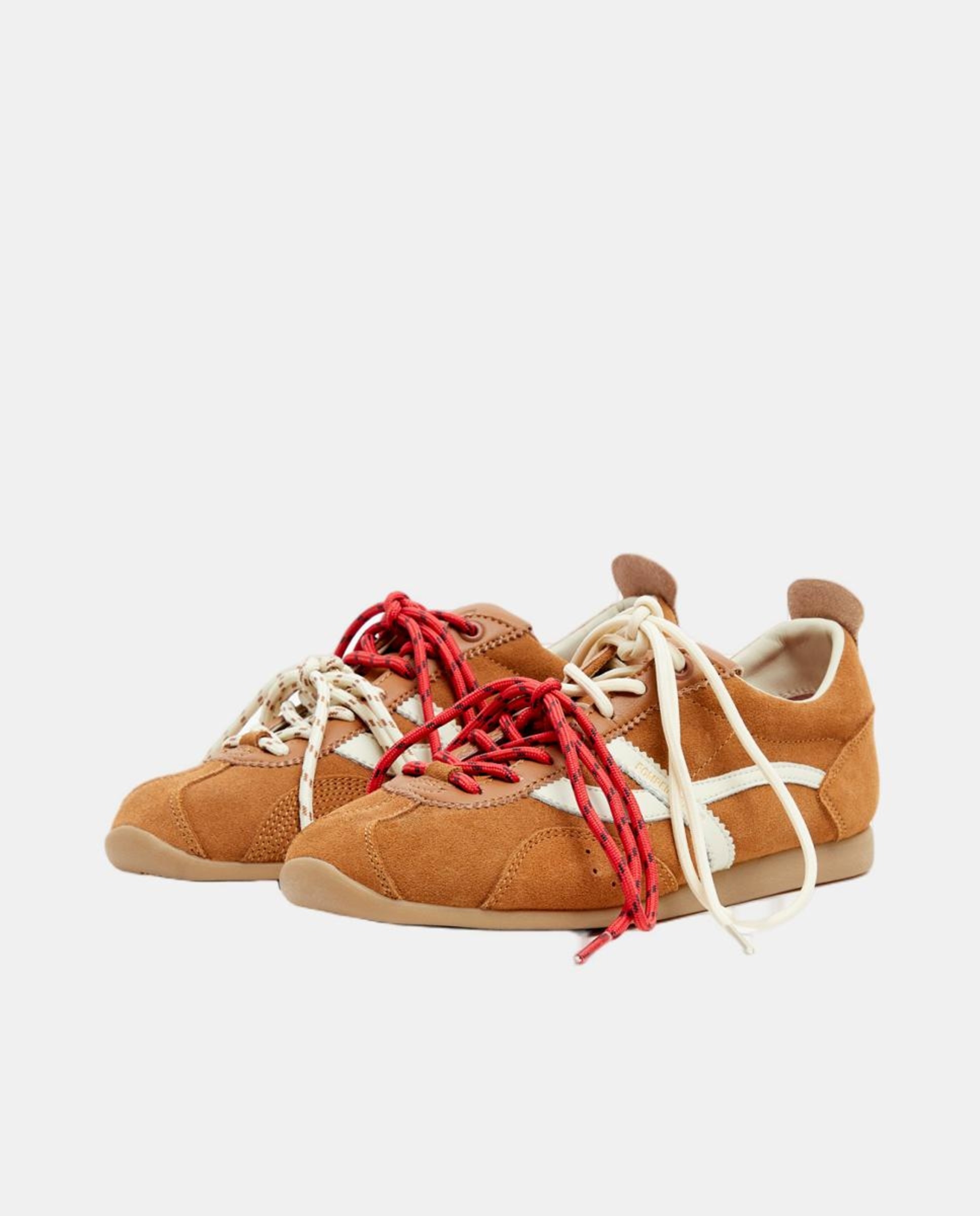 Sapatilhas Casual em Pele com Combinação Tripla de Atacadores Camel-4