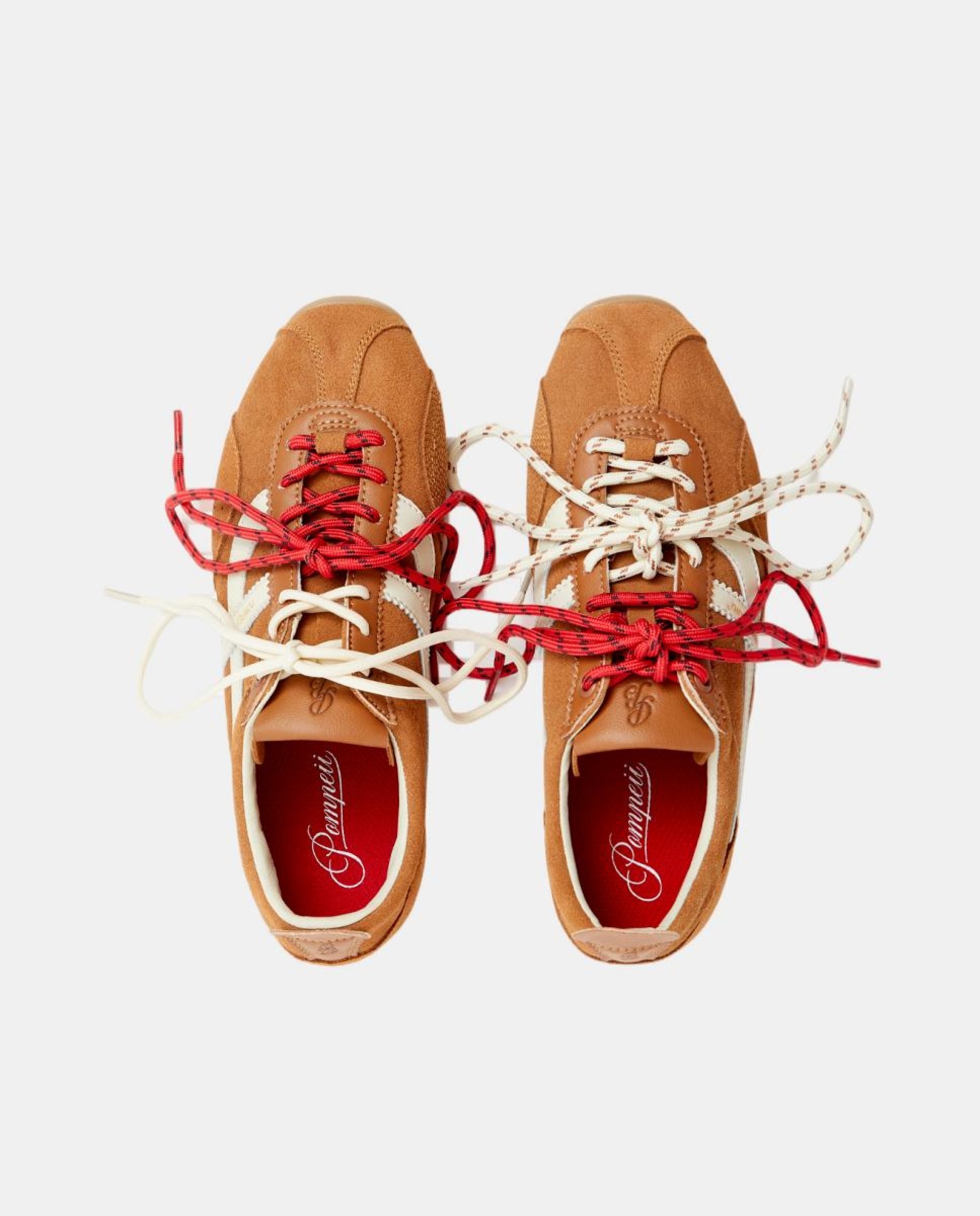 Sapatilhas Casual em Pele com Combinação Tripla de Atacadores Camel-3