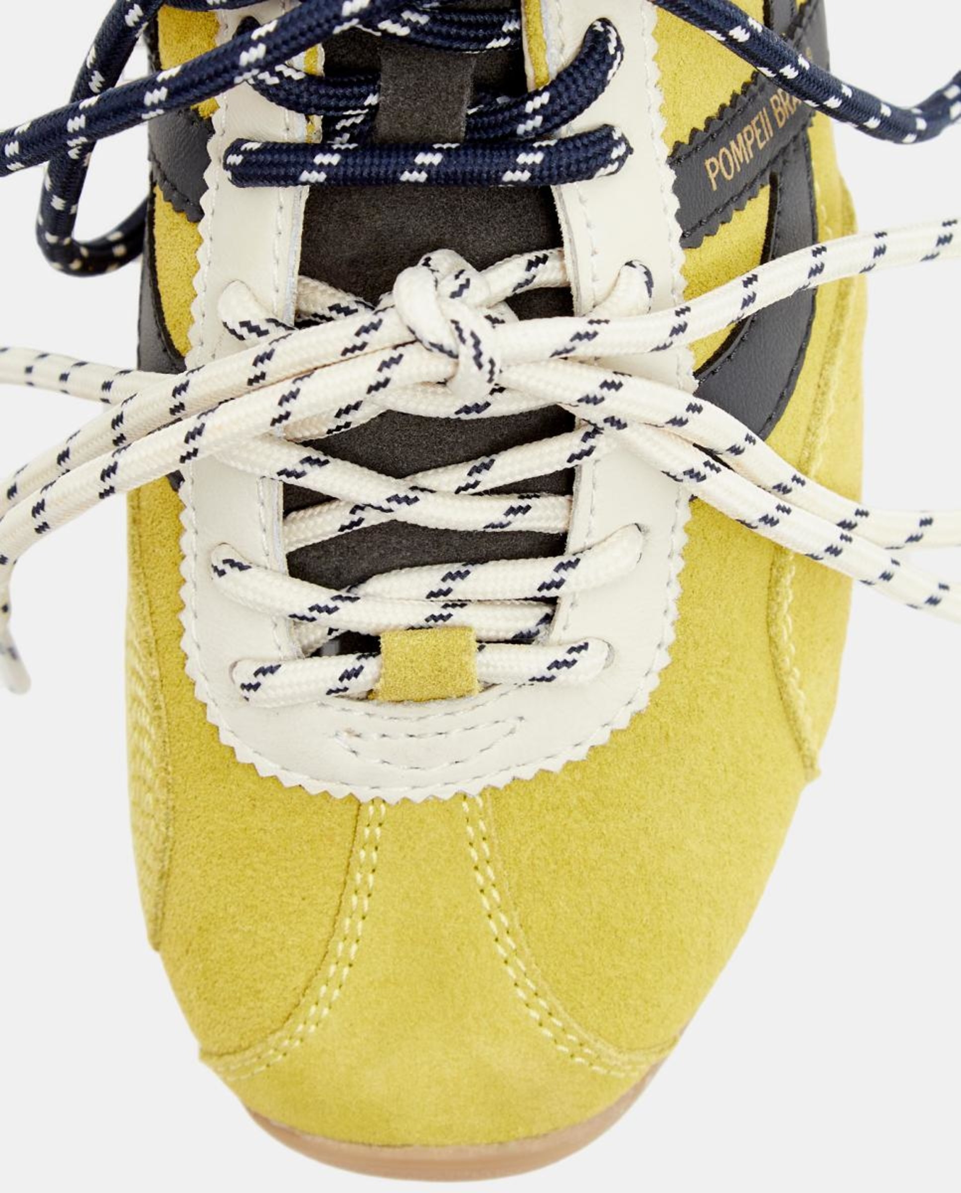 Sapatilhas Casual em Pele com Combinação Tripla de Atacadores Amarelo-5