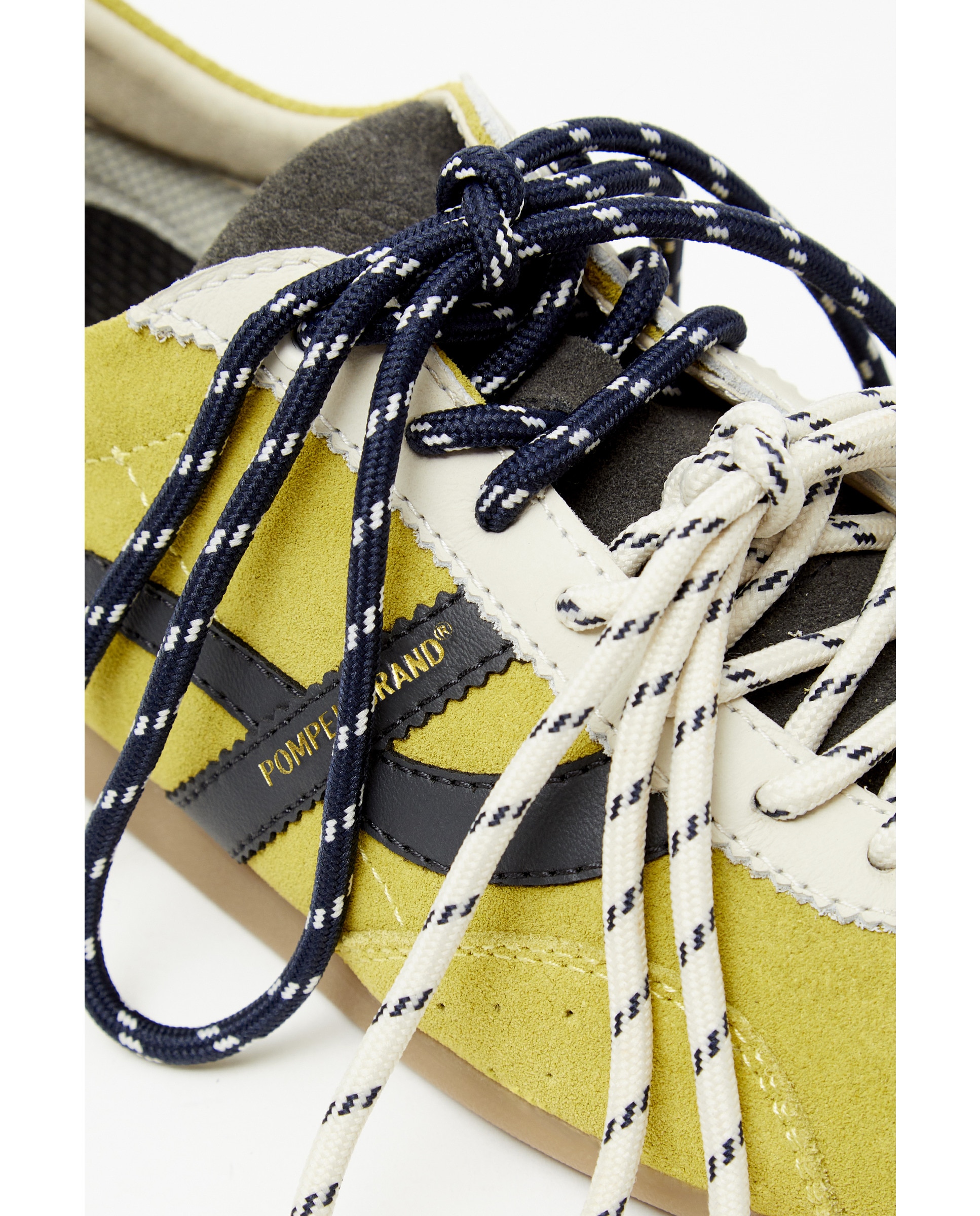 Sapatilhas Casual em Pele com Combinação Tripla de Atacadores Amarelo-4