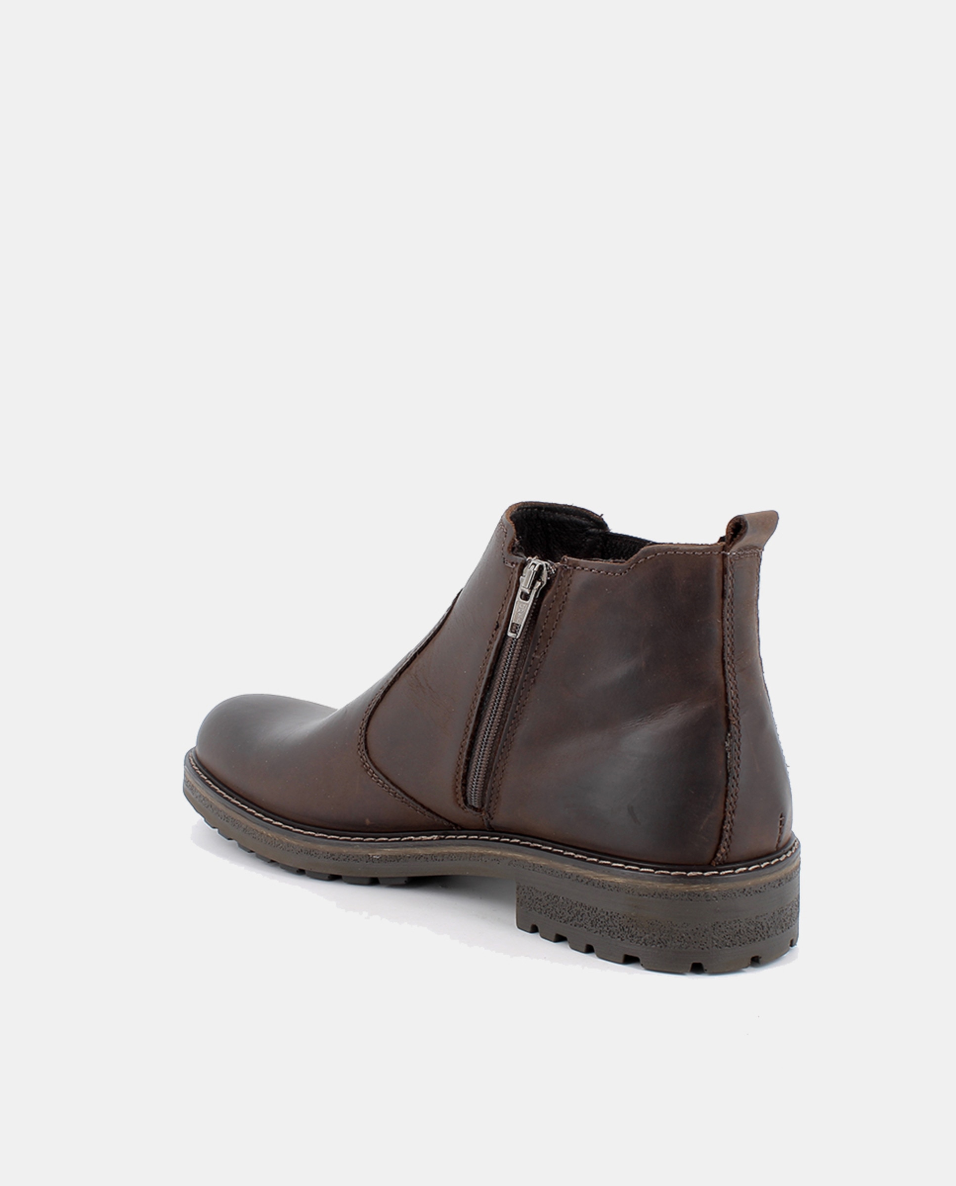 Botins em Pele com Forro Goretex e Fecho de Correr Lateral Castanho-escuro-3