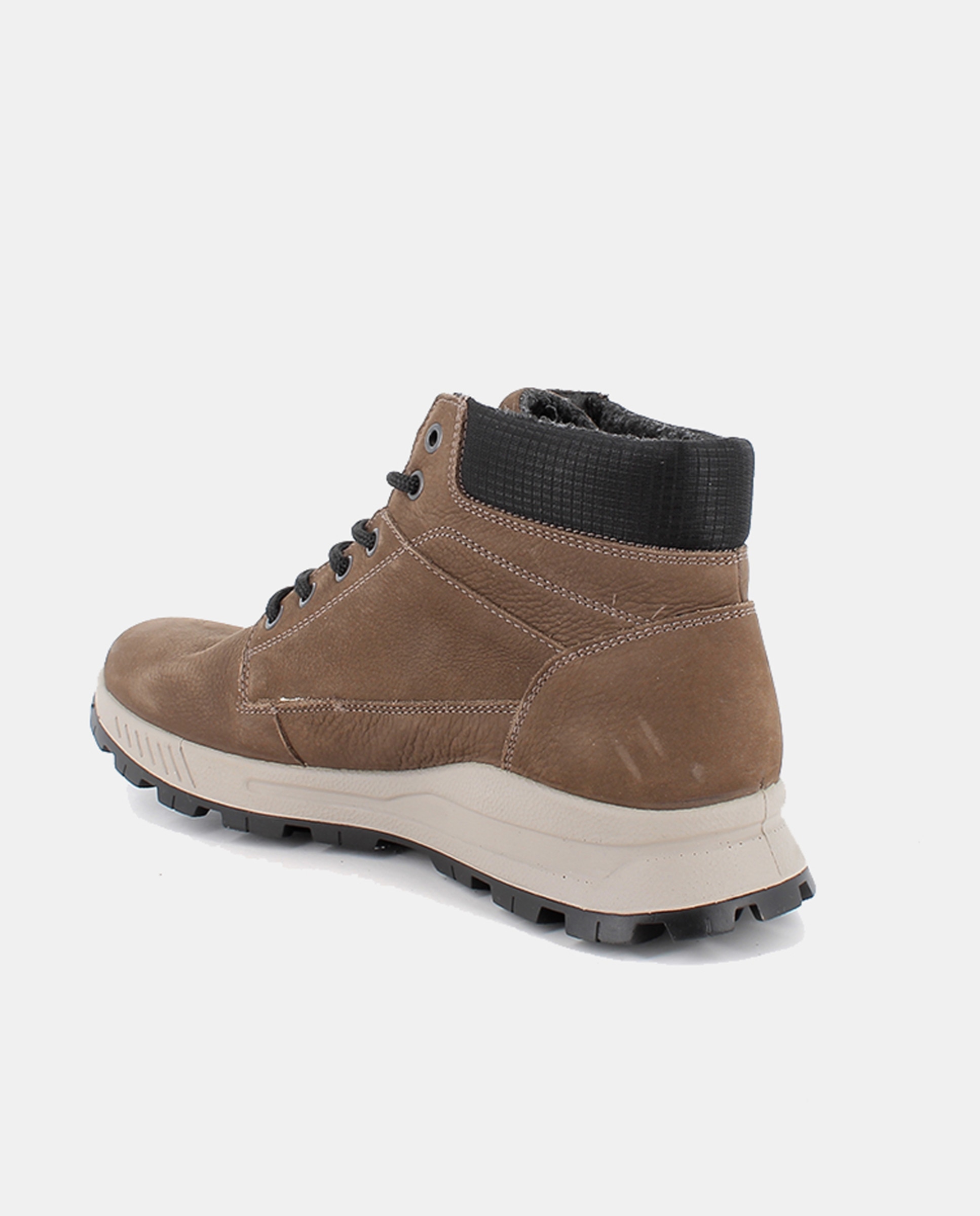 Botins em Pele com Forro Goretex e Fecho de Botões Castanho-claro-3