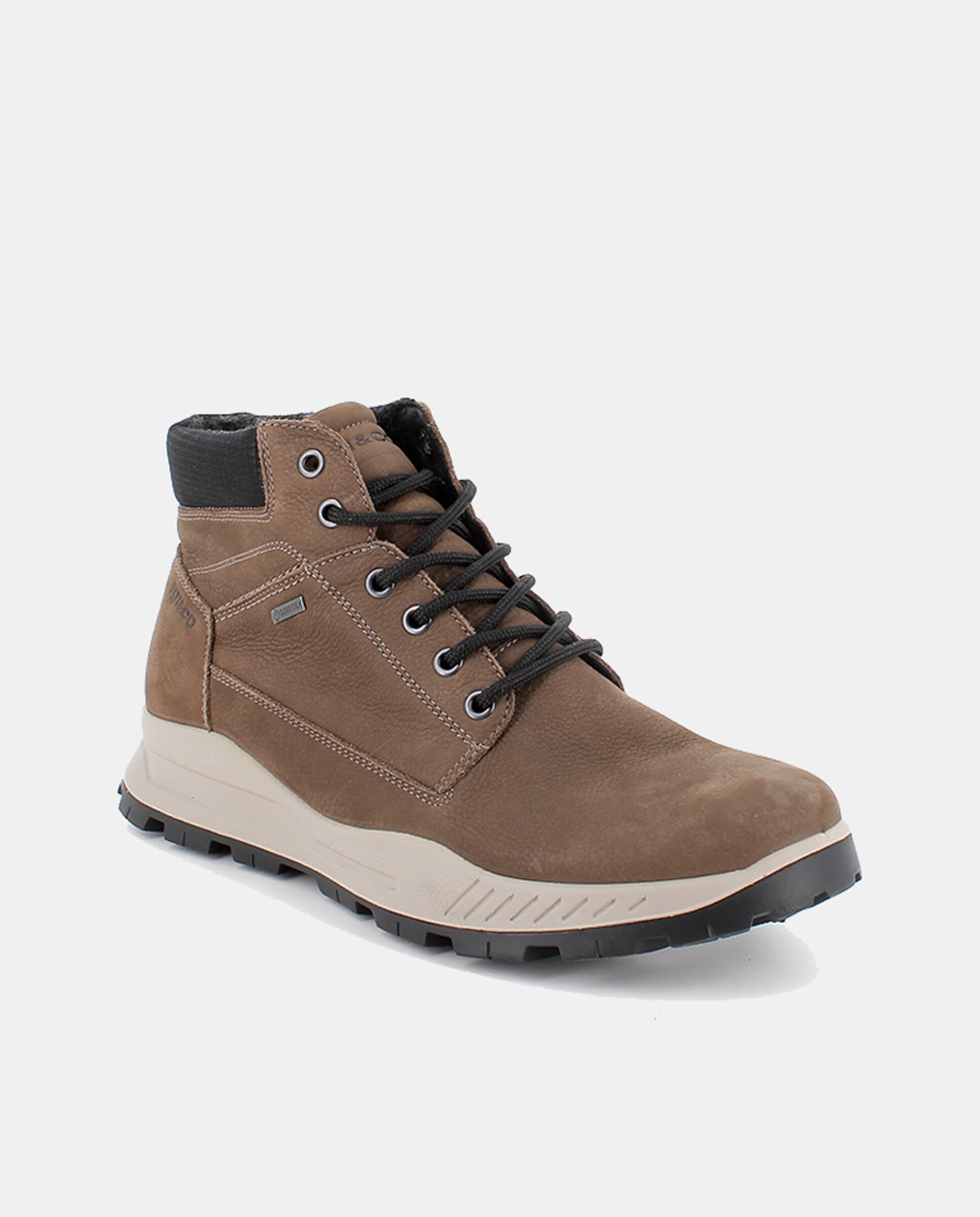 Botins em Pele com Forro Goretex e Fecho de Botões Castanho-claro-2