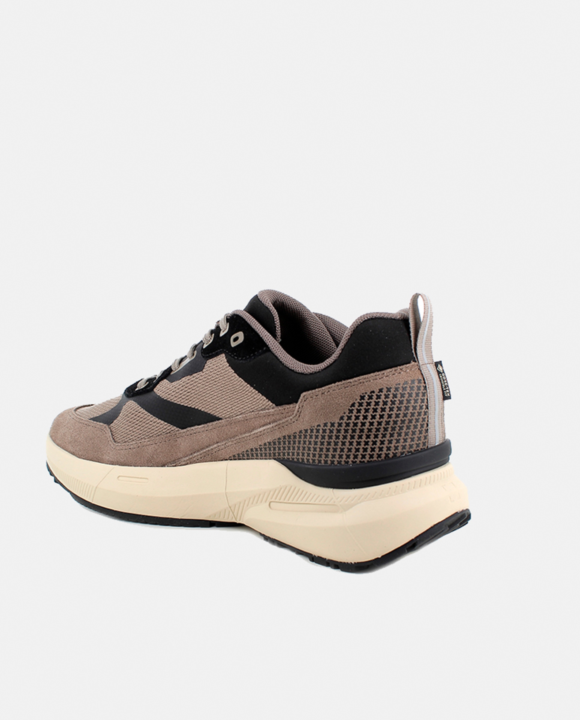 Sapatilhas em Pele e Têxtil com Forro Goretex e Atacadores Castanho taupe-3