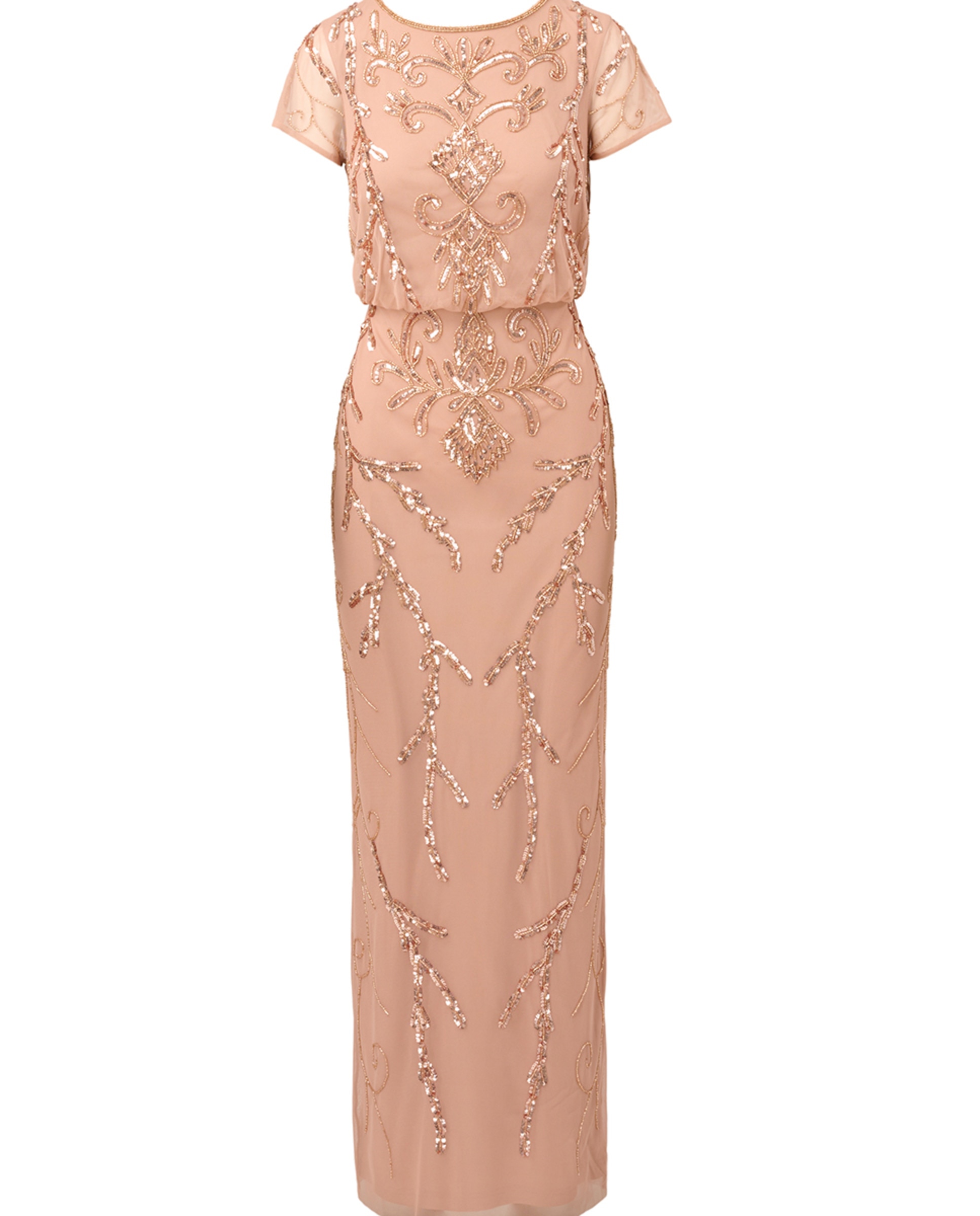 Vestido Comprido Tipo Blusão de Contas Rosa-5
