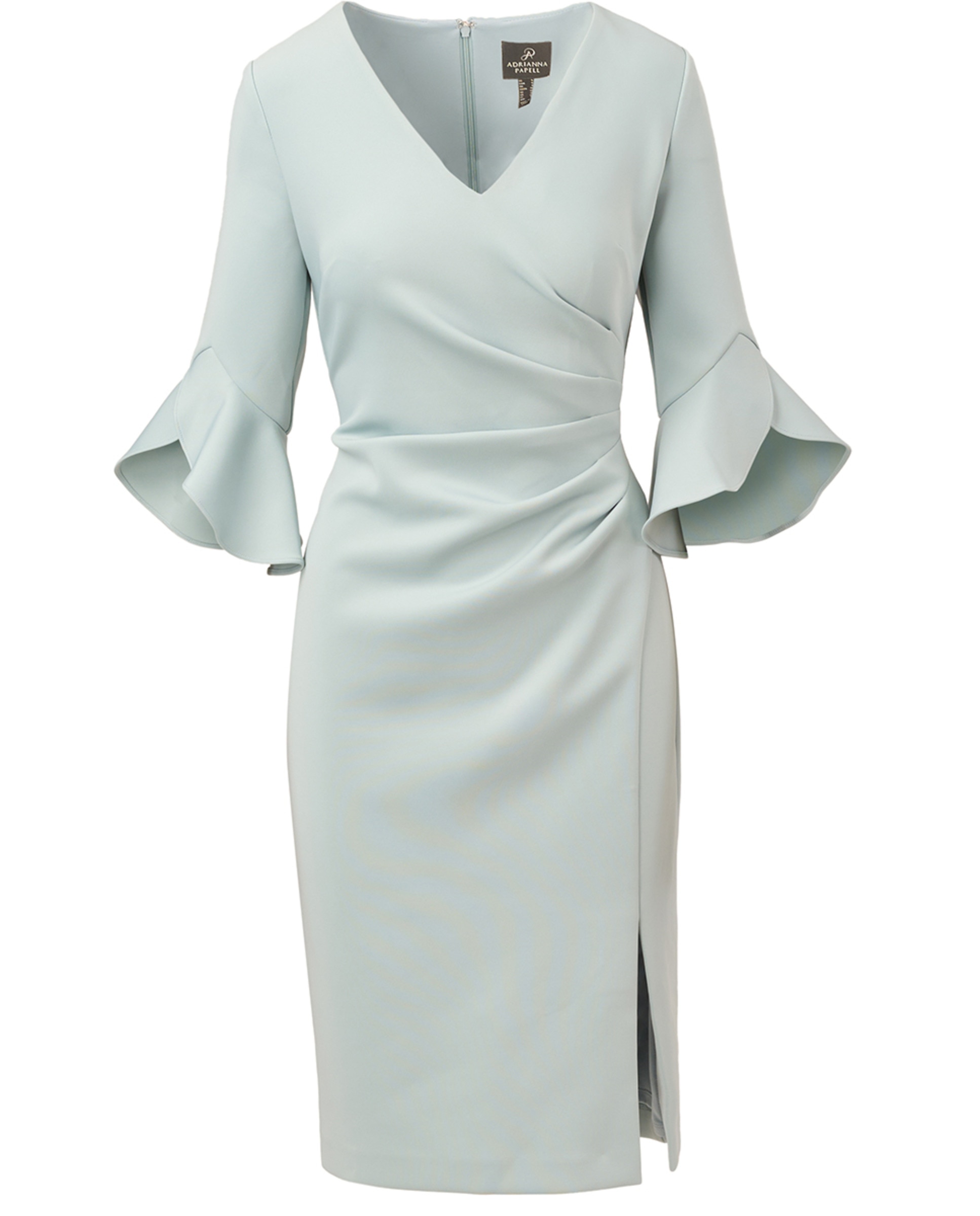 Vestido Midi Envolvente Sintético de Mergulho Verde Água-5