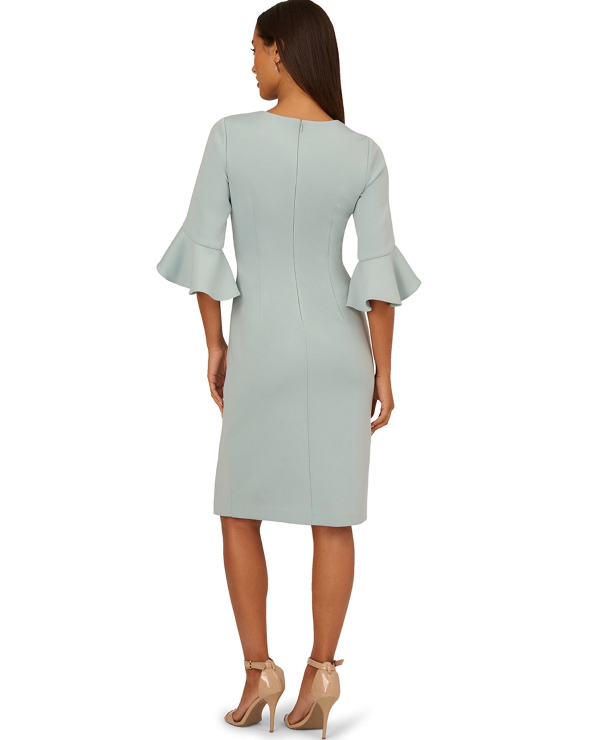 Vestido Midi Envolvente Sintético de Mergulho Verde Água-2