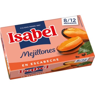 mejillones en escabeche 8-12 piezas lata 69 g neto escurrido - Isabel