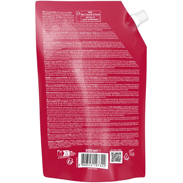 champú Color Vive Hydra Hialuronic para cabello teñido o con mechas recambio Tasche 500 ml