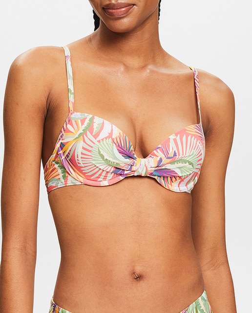 Imagen 0 de Top de bikini estampado hojas con ligero relleno con aro