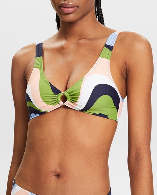 Imagen 0 de Top de bikini top estampado ondas sin relleno sin aro.