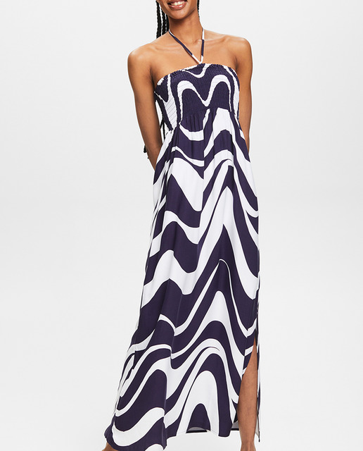 Imagen 0 de Vestido bando estampado ondas 100% viscosa largo maxi