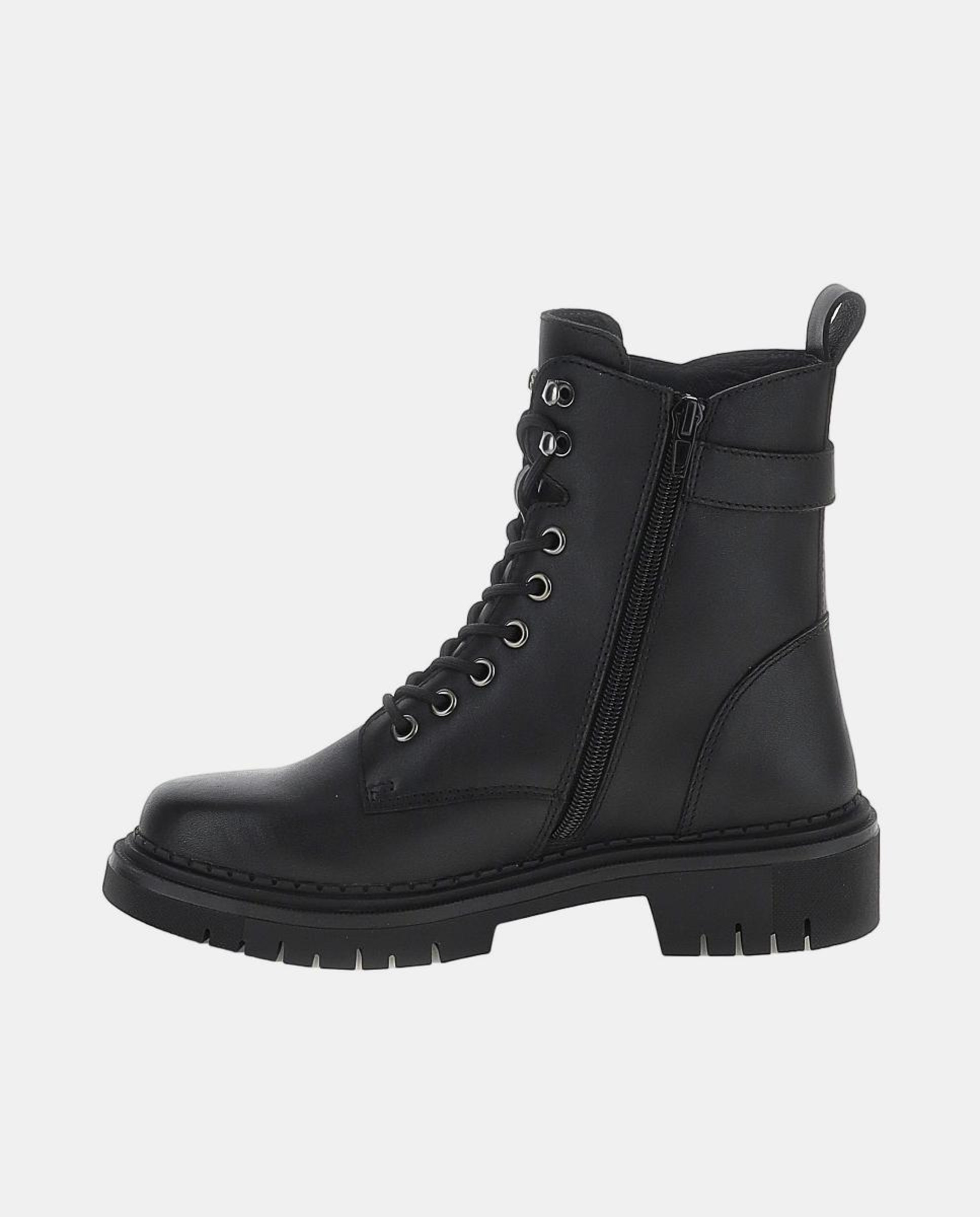 Botins com Atacadores e Fecho de Correr Duplo Preto-3
