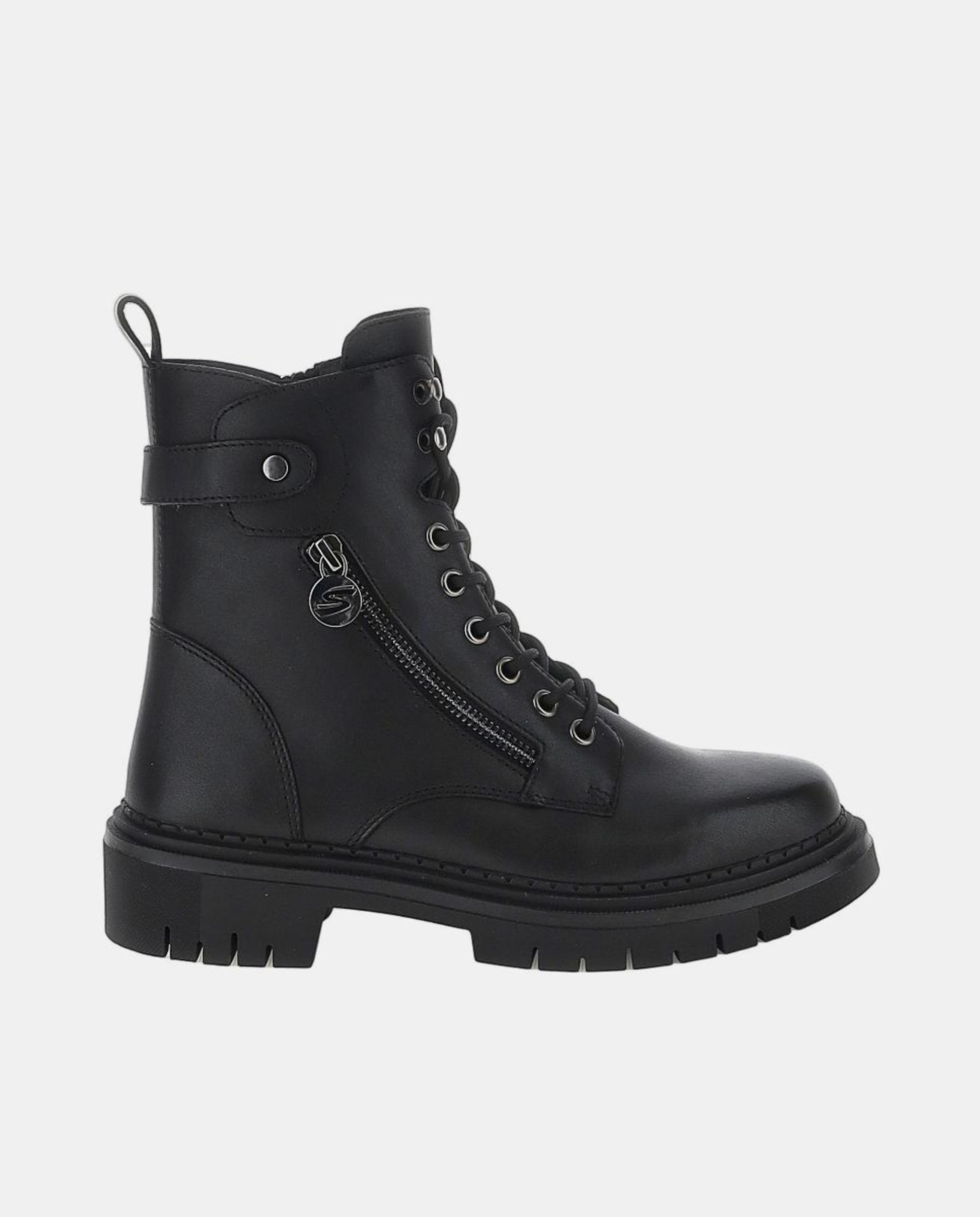 Botins com Atacadores e Fecho de Correr Duplo Preto-1
