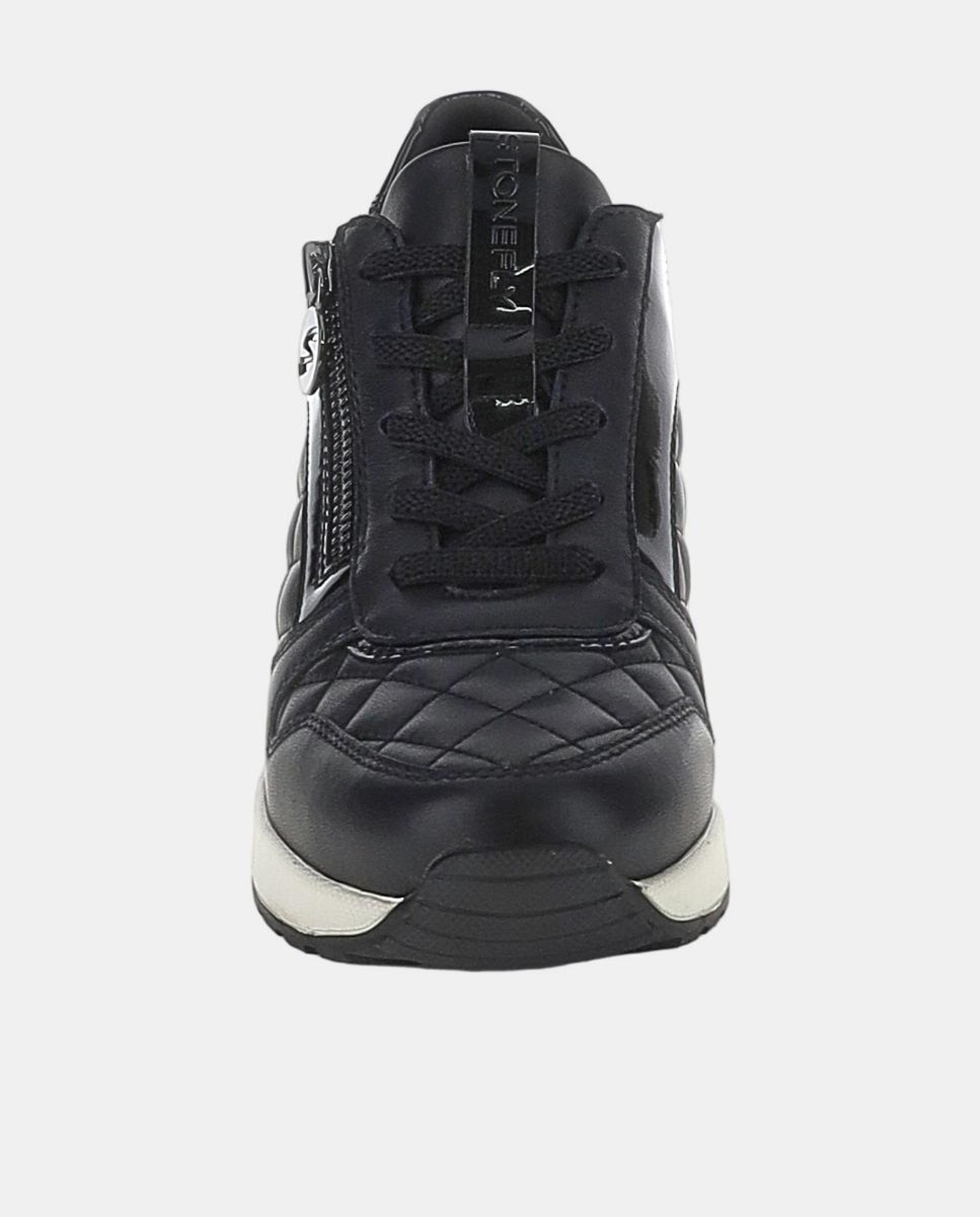 Sapatos de Cunha com Atacadores e Fecho de Correr Preto-4