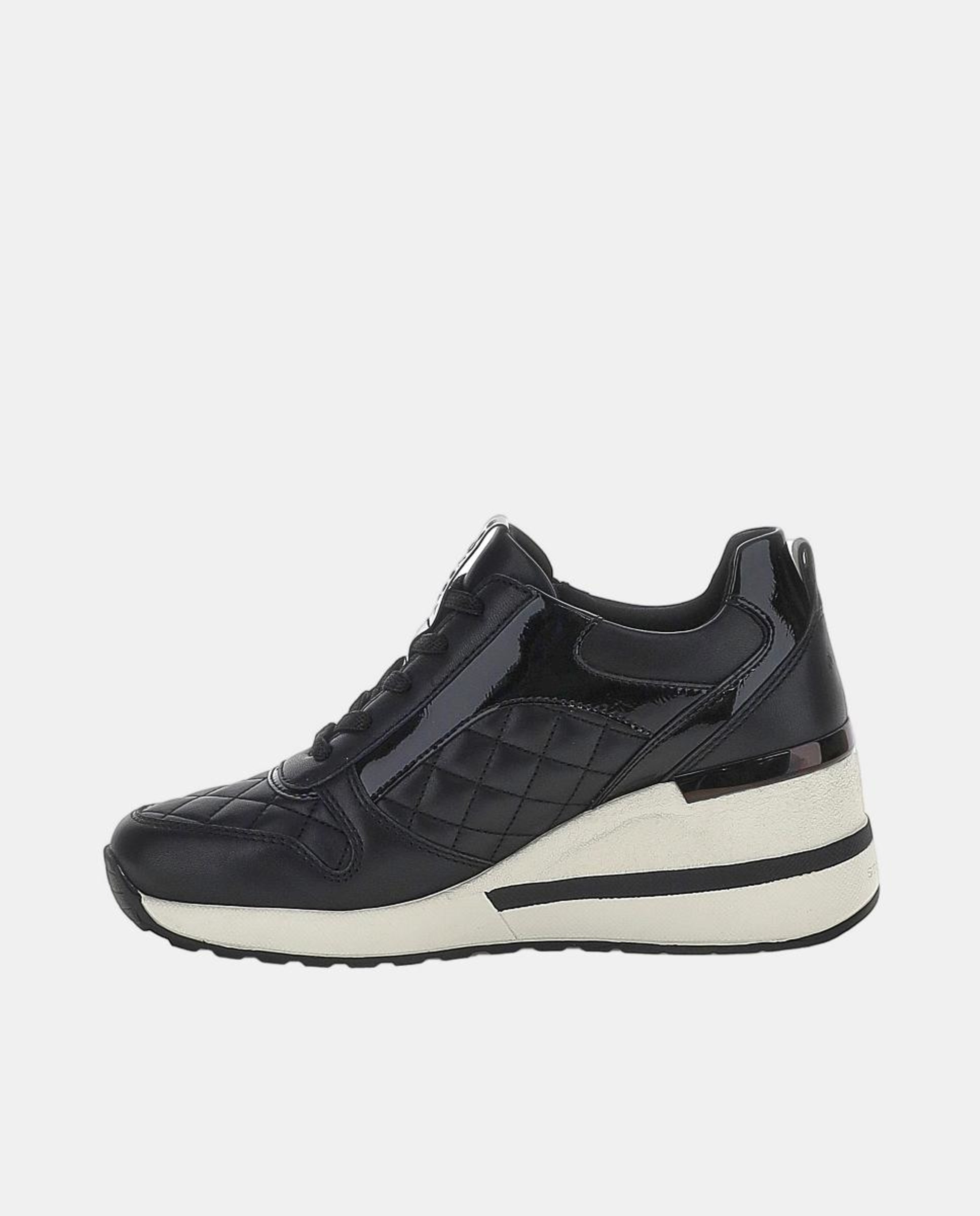 Sapatos de Cunha com Atacadores e Fecho de Correr Preto-3