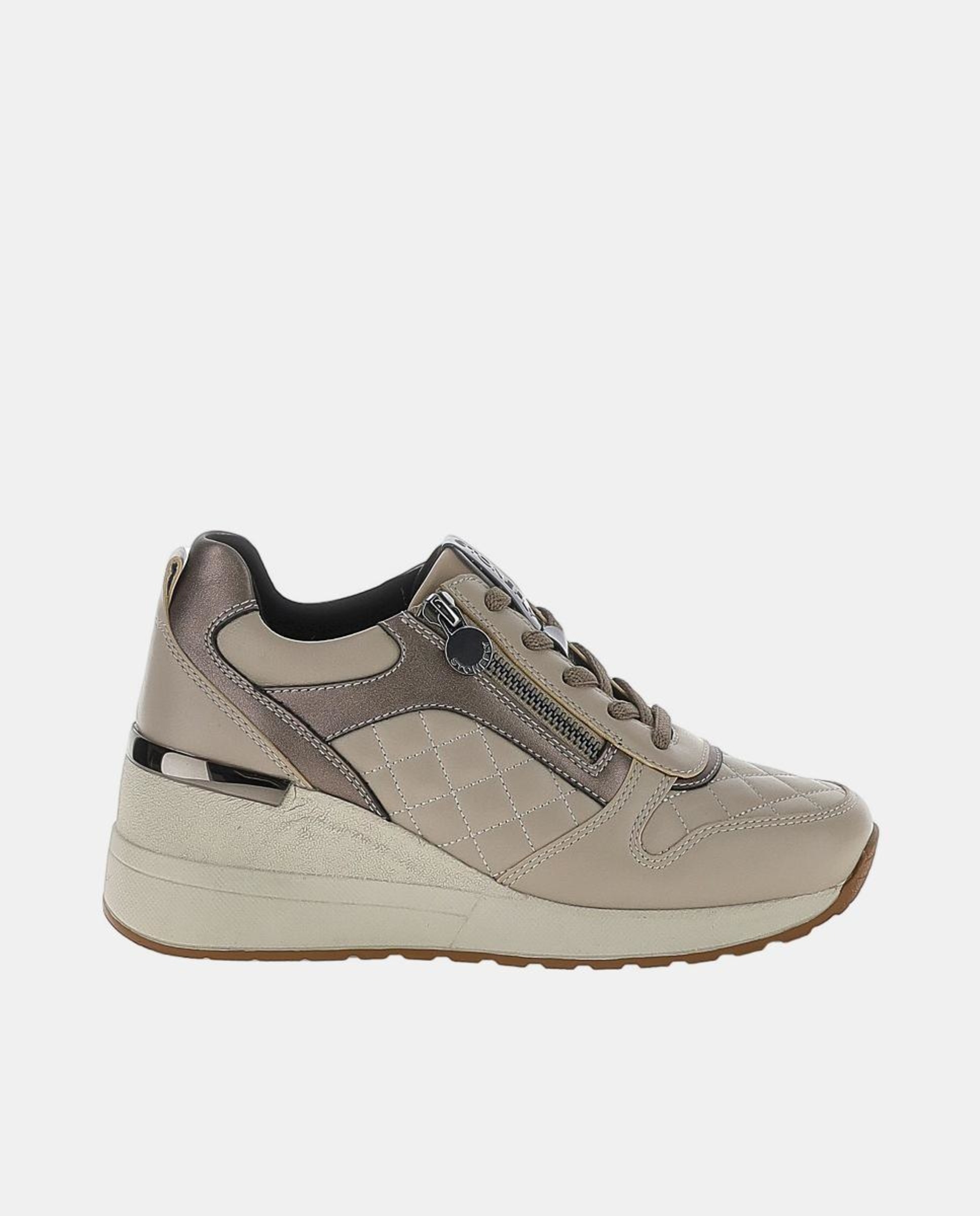 Sapatos de Cunha com Atacadores e Fecho de Correr Natural-1