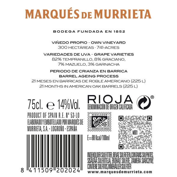 vino tinto reserva DOCa Rioja botella 75 cl