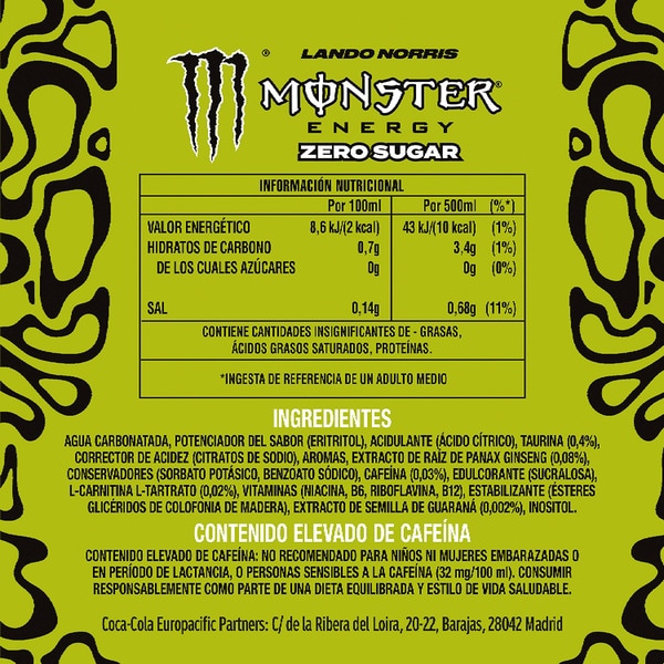 Energydrink Lando Norris Zero sugar mit Tarurin und Ginseng Dose 50 cl