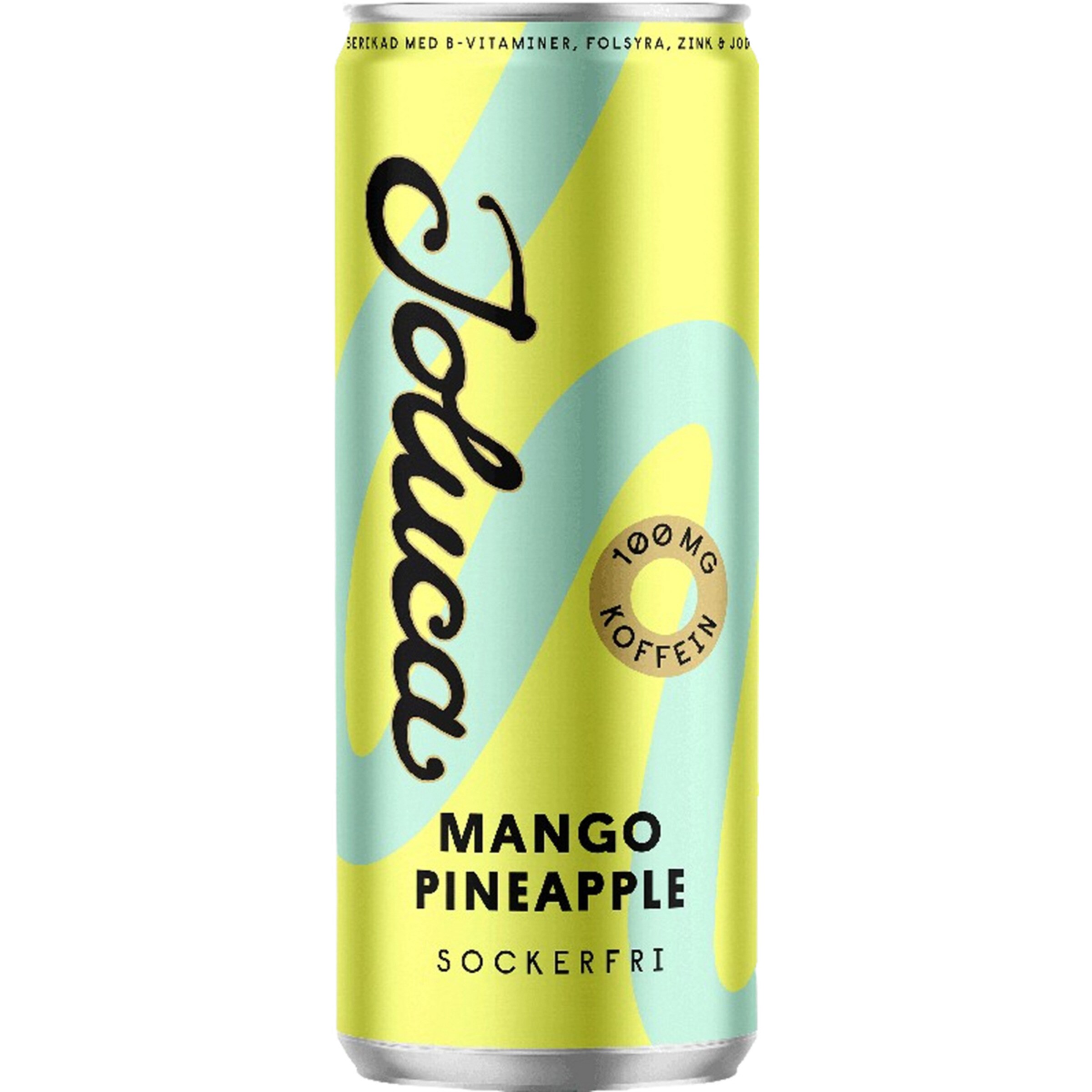 bebida energética sabor mango y piña sin azúcar con 100 mg de cafeína lata 330 ml
