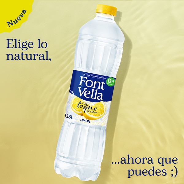 Natürliches Mineralwasser mit einem Hauch von Zitronengeschmack, zuckerfrei Flasche 1,15 l