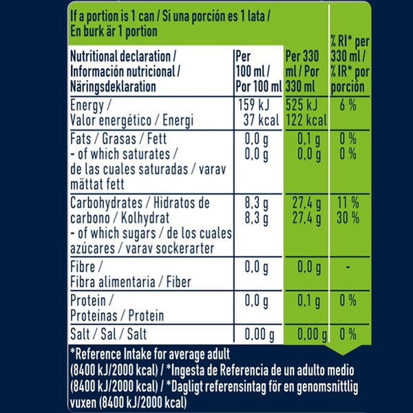 Sparkling natural mineral water with lemon and mint flavour tin 33 cl