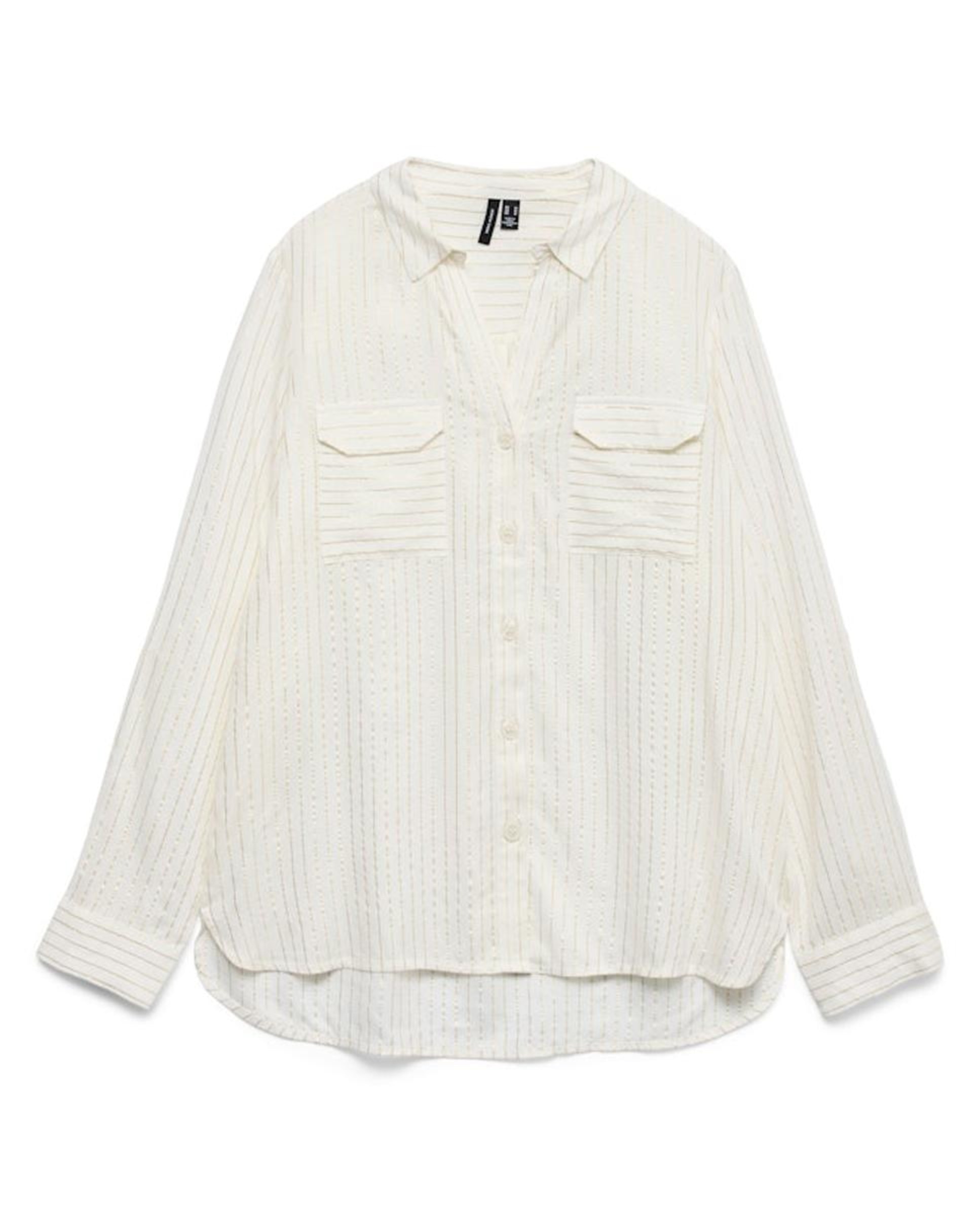 Camisa de Manga Comprida com Brilho e Fio Metalizado Branco-6