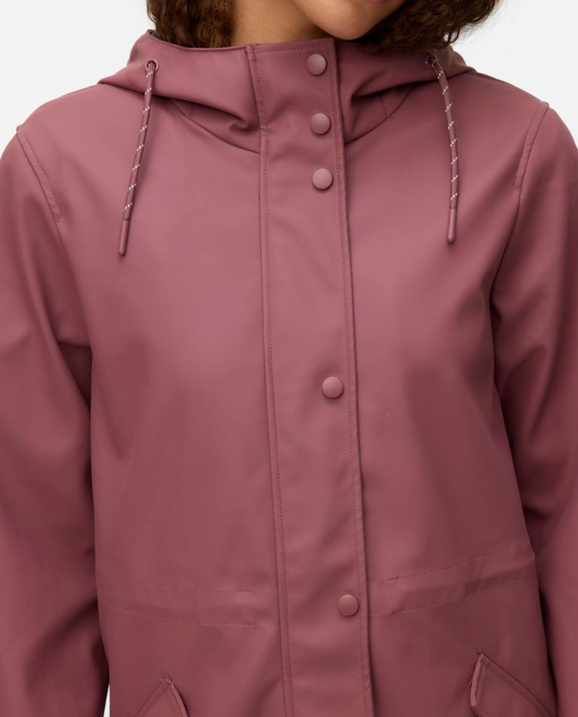 Impermeável de manga comprida com capuz Rosa-2