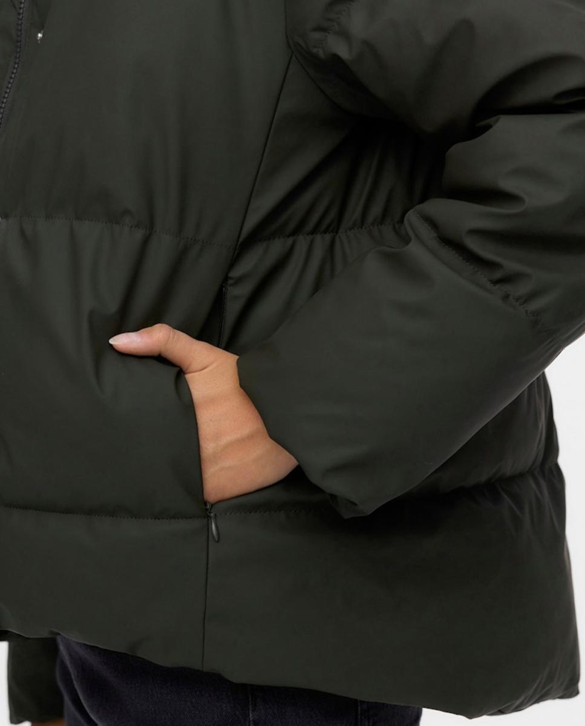 Sobretudo Acolchoado com Gorro Verde pardo-3